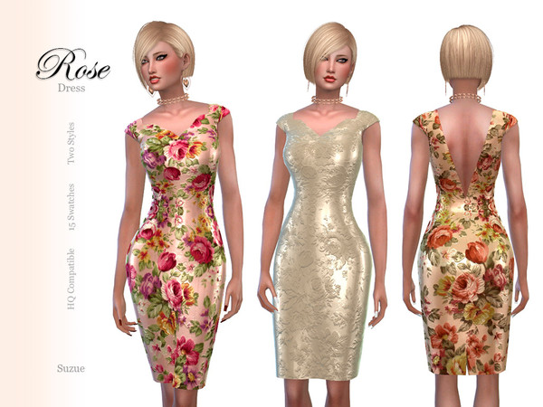 Sims 4 Rose Dress by Suzue at TSR