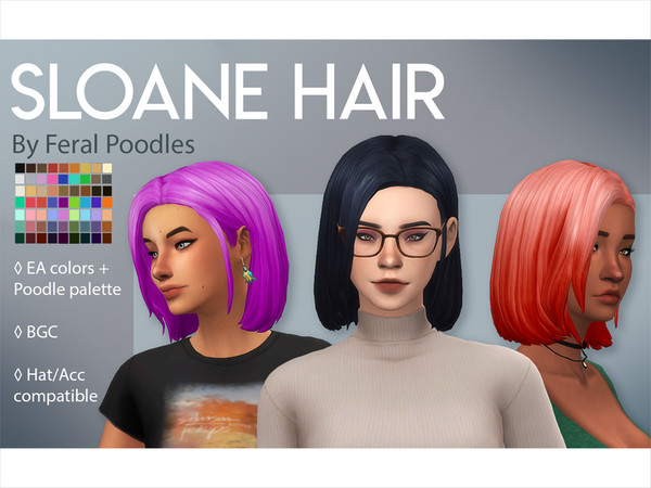 Sims 4 Sloane Hair by feralpoodles at TSR