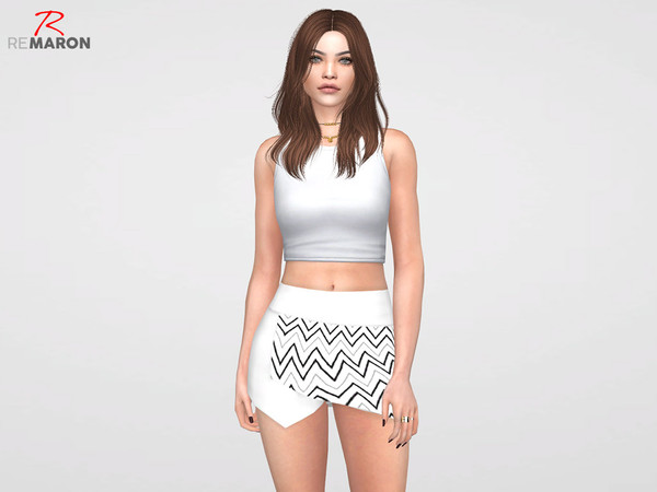 Sims 4 Geometric Skirt Short for Women by remaron at TSR