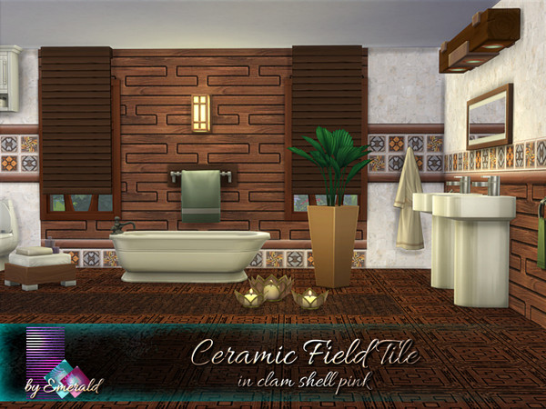 Sims 4 Ceramic Field Tile in clam shell pink by emerald at TSR