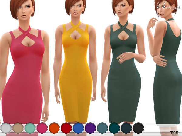 Sims 4 Wrap Halter Dress by ekinege at TSR