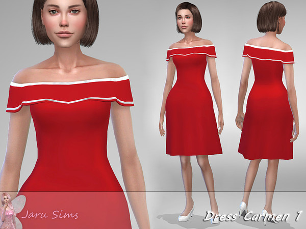 Sims 4 Dress Carmen 1 by Jaru Sims at TSR