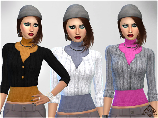 Sims 4 Pullover and Cardigan by Devirose at TSR