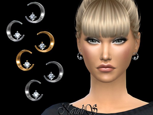 Sims 4 Crescent and star earrings by NataliS at TSR