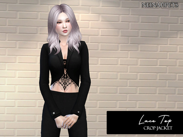 Sims 4 Lace Top Crop Jacket by neinahpets at TSR