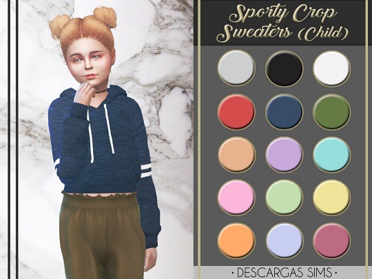 Sims 4 Sporty Crop Sweaters for kids at Descargas Sims