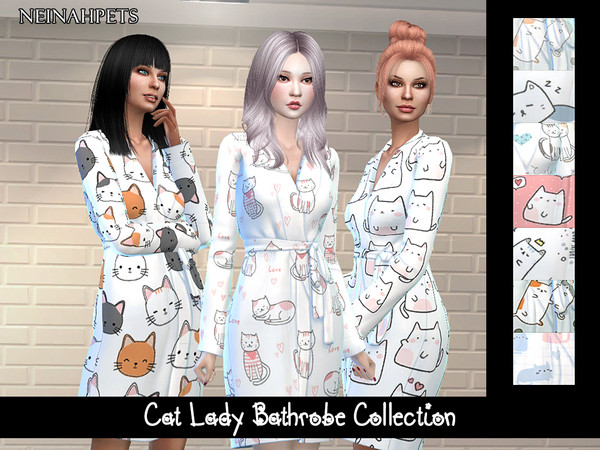 Sims 4 Cat Lady Bathrobe Collection by neinahpets at TSR