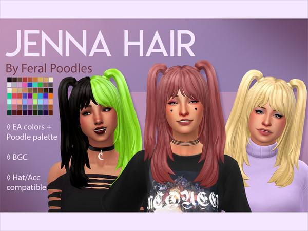 Sims 4 Jenna Hair by feralpoodles at TSR