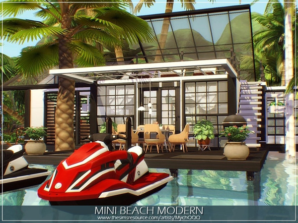 Sims 4 Mini Beach Modern House by MychQQQ at TSR