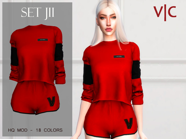 Sims 4 SET JII sweatshirt and shorts by Viy Sims at TSR