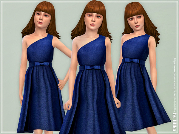 Sims 4 Connie One Shoulder Dress by lillka at TSR