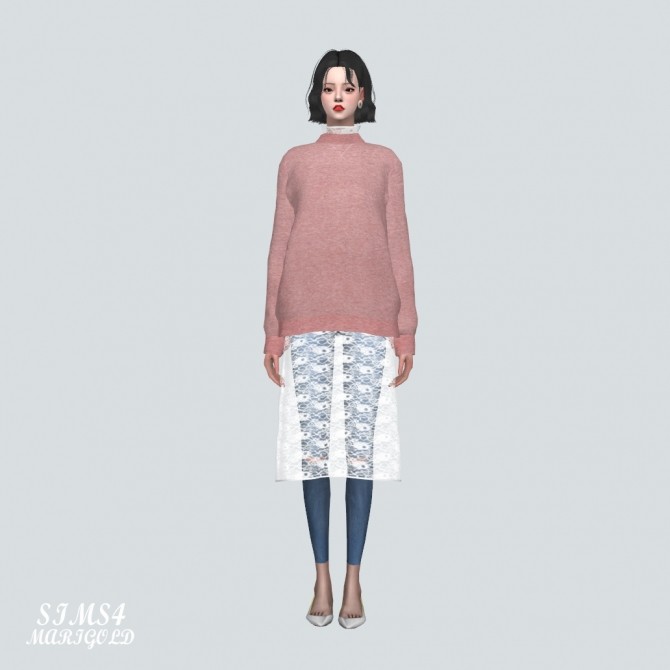 Sims 4 Sweatshirt With Lace Skirt at Marigold