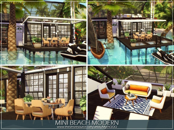 Sims 4 Mini Beach Modern House by MychQQQ at TSR