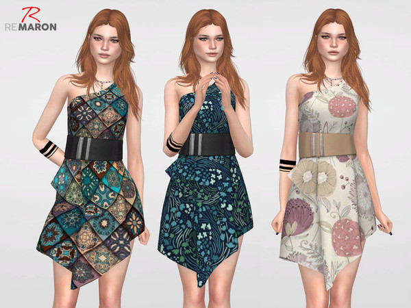 Sims 4 Floral Dress for Women 04 by remaron at TSR
