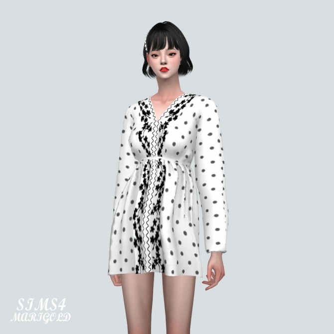 Sims 4 Dot Flower Mini Dress at Marigold