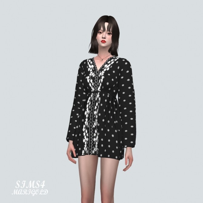 Sims 4 Dot Flower Mini Dress at Marigold