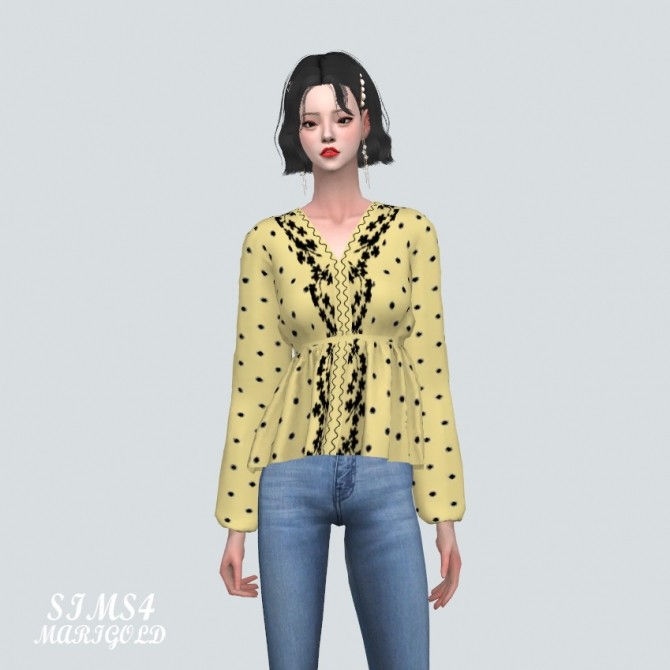 Sims 4 Dot Flower Blouse at Marigold