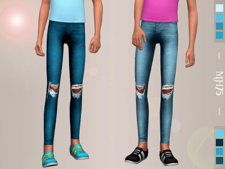 Petra skinny jeans with ripped knees for girls by Margeh-75 at TSR
