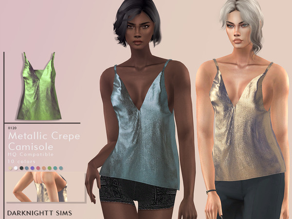 Sims 4 Metallic Crepe Camisole by DarkNighTt at TSR
