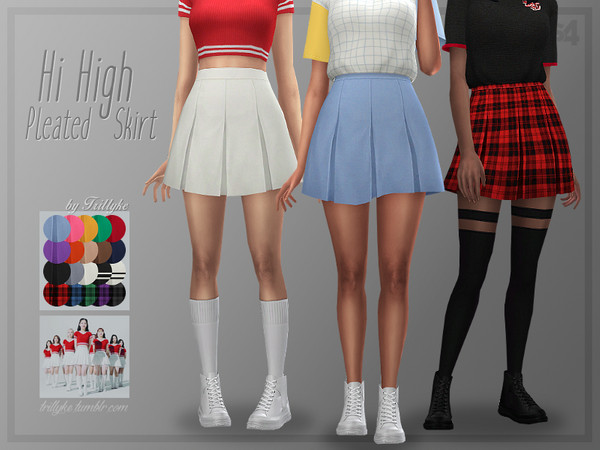 Sims 4 Hi High Pleated Skirt by Trillyke at TSR