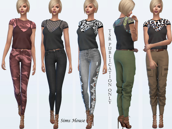 Sims 4 T shirt with a satin tank top by Sims House at TSR