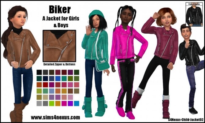 Sims 4 Biker jacket by SamanthaGump at Sims 4 Nexus