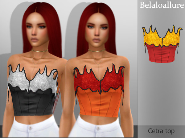 Sims 4 Belaloallure Cetra flame inspired top by belal1997 at TSR