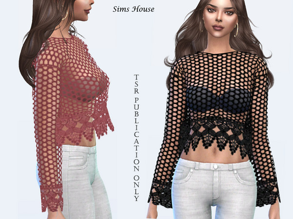 Sims 4 Lace Knitted Blouse by Sims House at TSR
