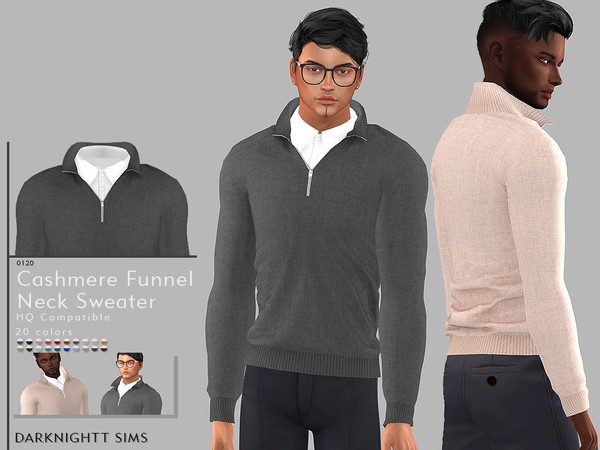Sims 4 Cashmere Funnel Neck Sweater by DarkNighTt at TSR