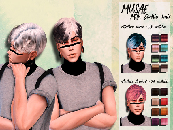 Sims 4 Male hair recolor retexture Musae Milk by HoneysSims4 at TSR