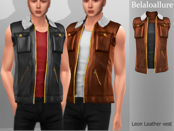 Sims 4 Belaloallure Leon leather vest by belal1997 at TSR