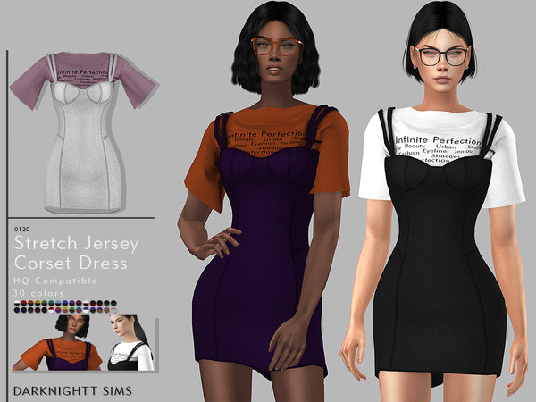 Sims 4 Stretch Jersey Corset Dress by DarkNighTt at TSR