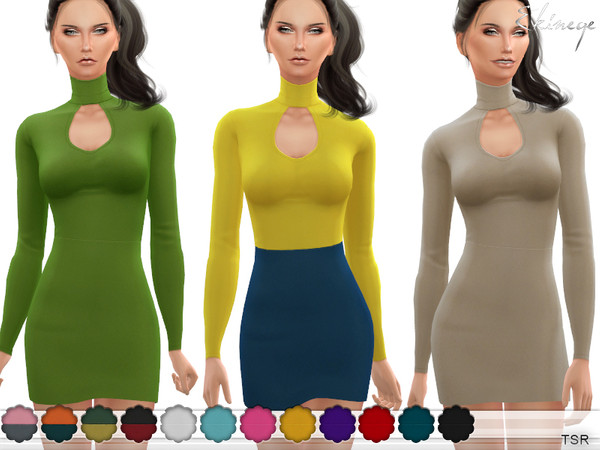 Sims 4 Keyhole Turtleneck Dress by ekinege at TSR