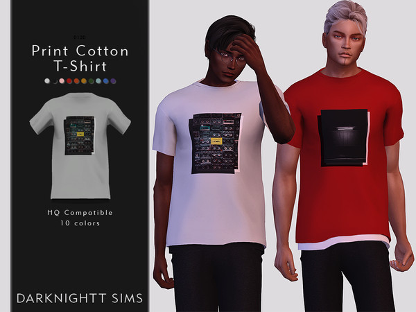 Sims 4 Print Cotton T Shirt by DarkNighTt at TSR