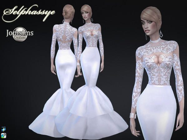 Sims 4 Selphassye wedding dress by jomsims at TSR