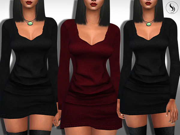 Sims 4 Female Knit Winter Dresses by Saliwa at TSR