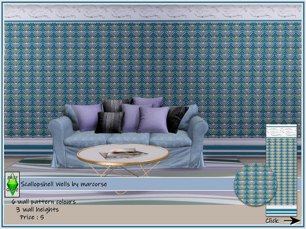 Sims 4 Scallop shell Walls by marcorse at TSR