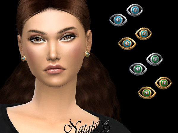 Sims 4 Evil eye stud earrings v2 by NataliS at TSR