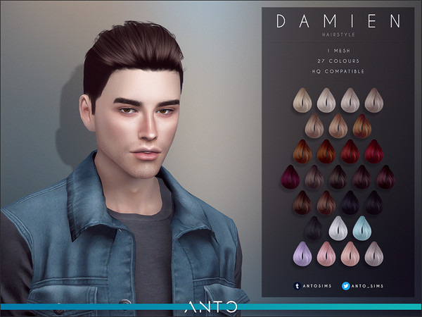 Sims 4 Damien Hairstyle by Anto at TSR