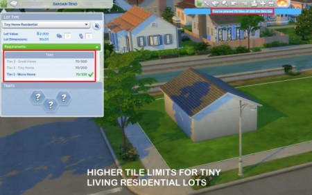 Tiny Homes – Changed Tile Limits by simmytime at Mod The Sims