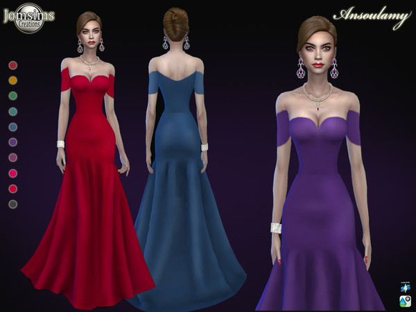 Sims 4 Ansoulamy long mermaid evening dress by jomsims at TSR