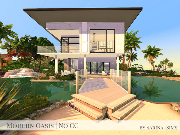 Sims 4 Modern Oasis House No CC by Sarina Sims at TSR