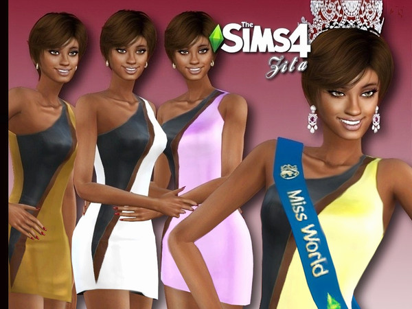 Sims 4 Black 2 Tone dress by ZitaRossouw at TSR