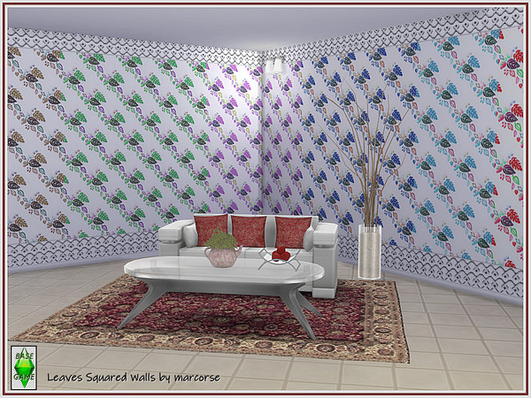 Sims 4 Leaves Squared Walls by marcorse at TSR