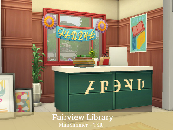 Sims 4 Fairview Library by Mini Simmer at TSR