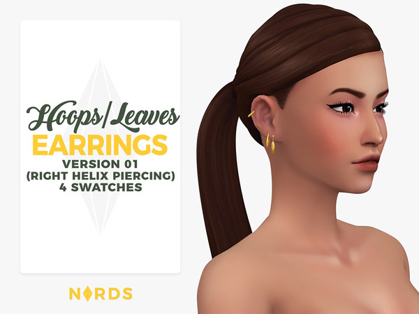 Sims 4 Hoops & Leaves Earrings V1 by Nords at TSR