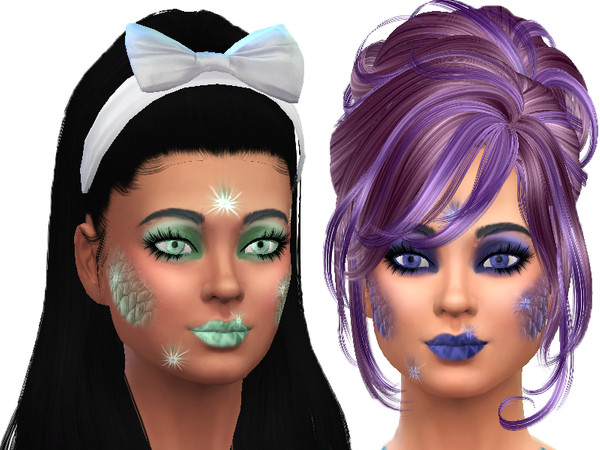 Sims 4 Mermaid face makeup by TrudieOpp at TSR