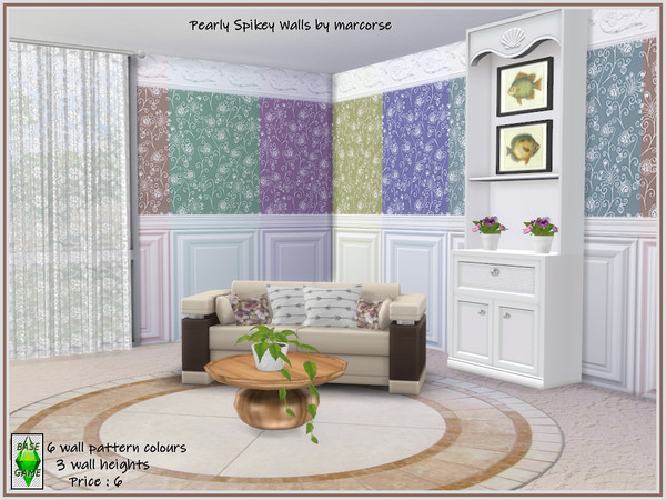 Sims 4 Pearly Spikey Walls by marcorse at TSR