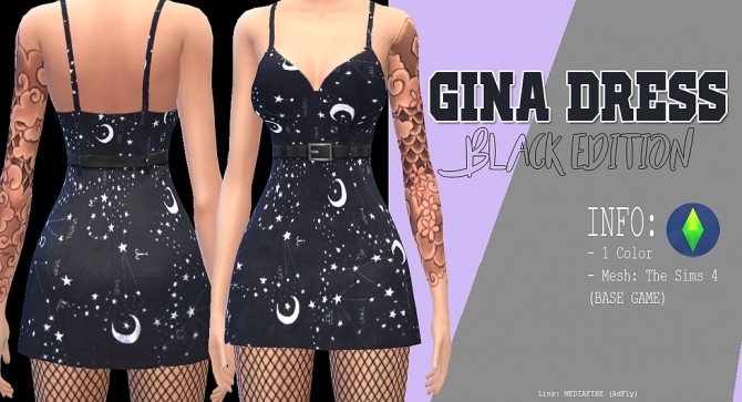 Sims 4 Gina dress black edition at Kass