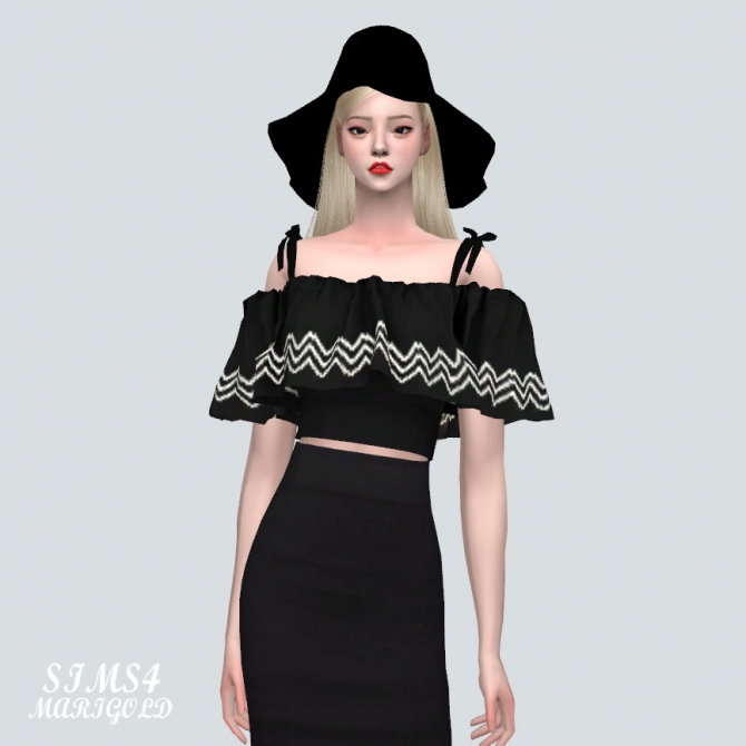 Off-shoulder Blouse At Marigold » Sims 4 Updates